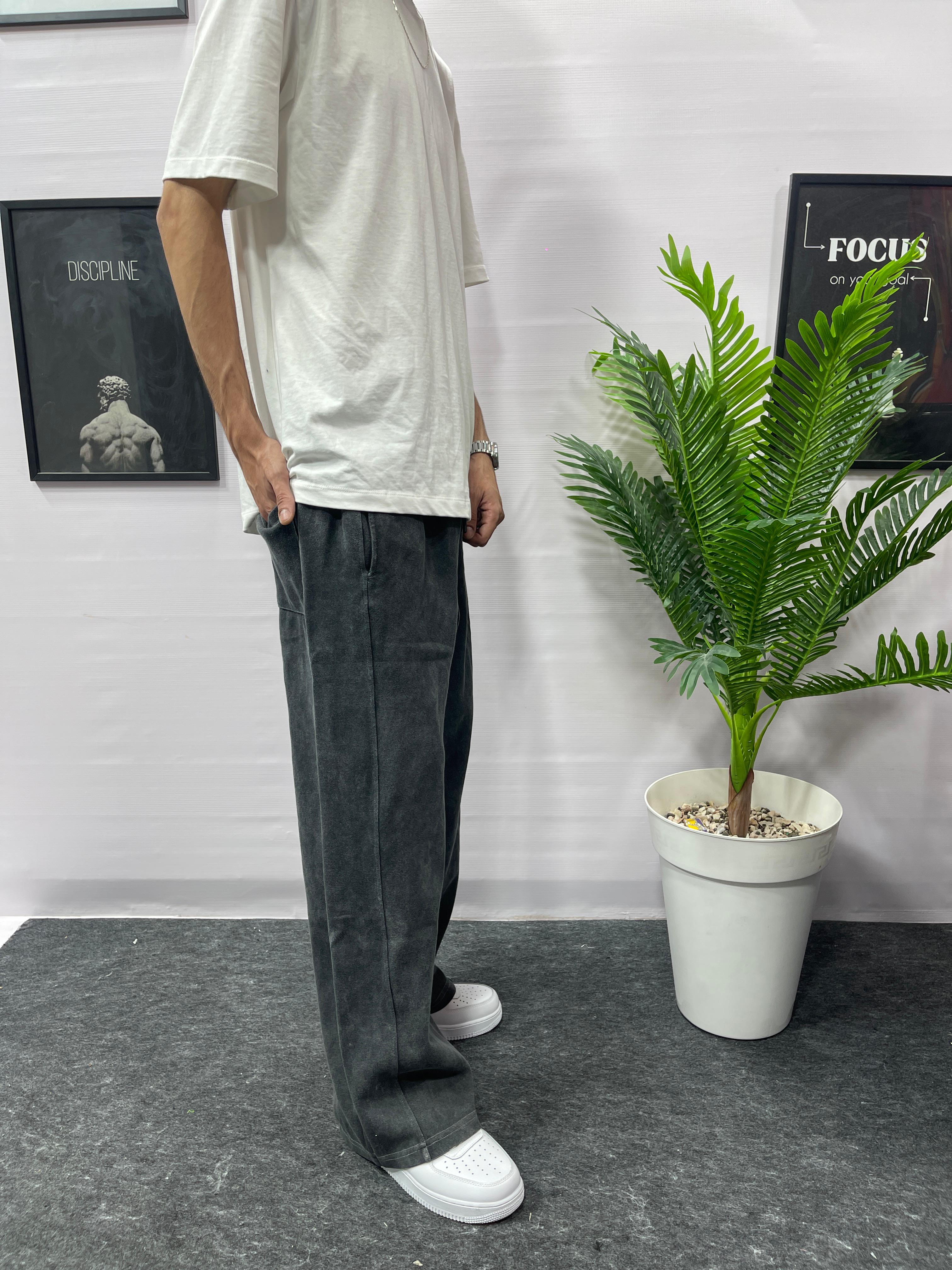 wide-leg black pants