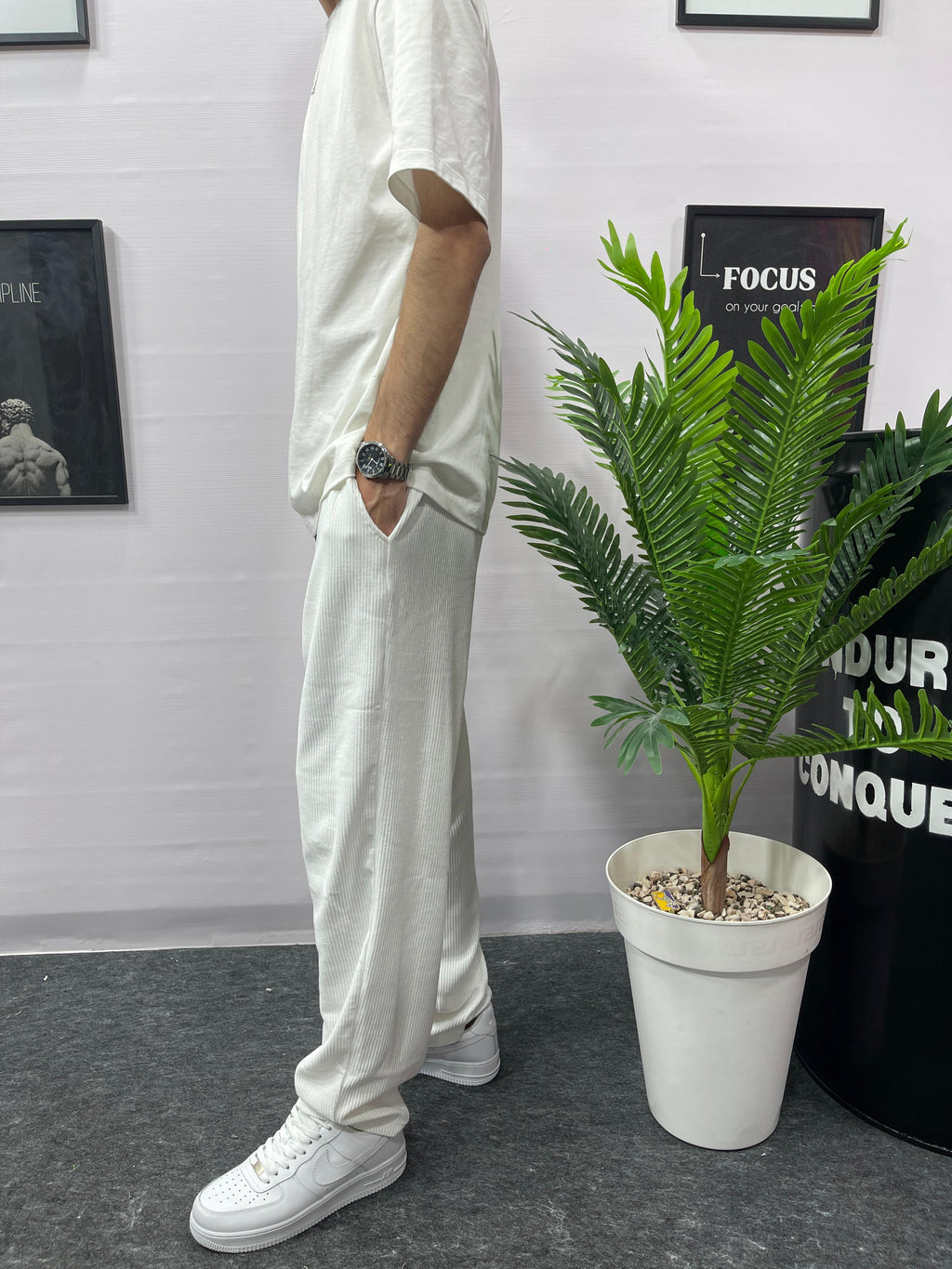 Corduroy Sweatpants White