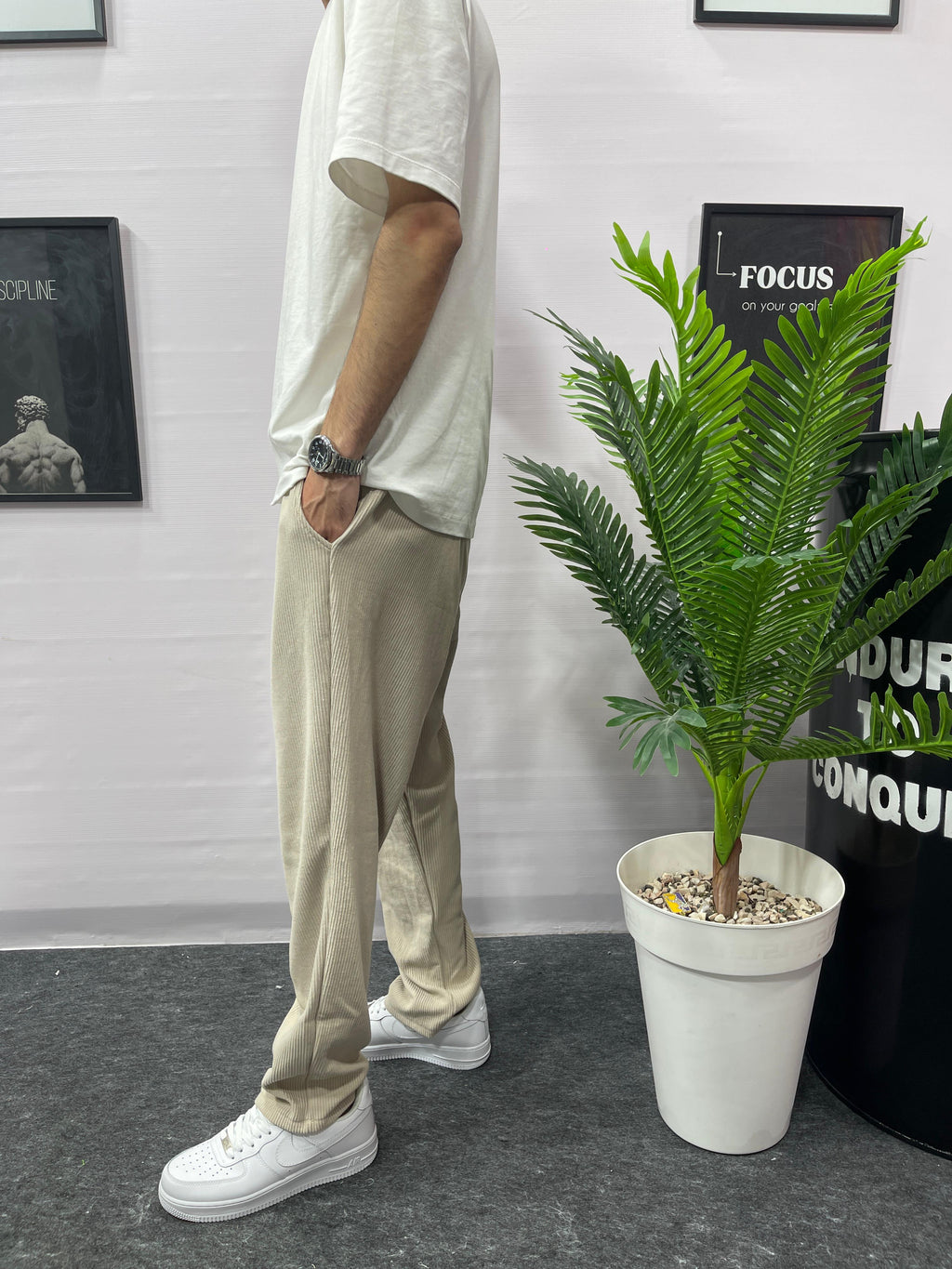 Corduroy Sweatpants beige