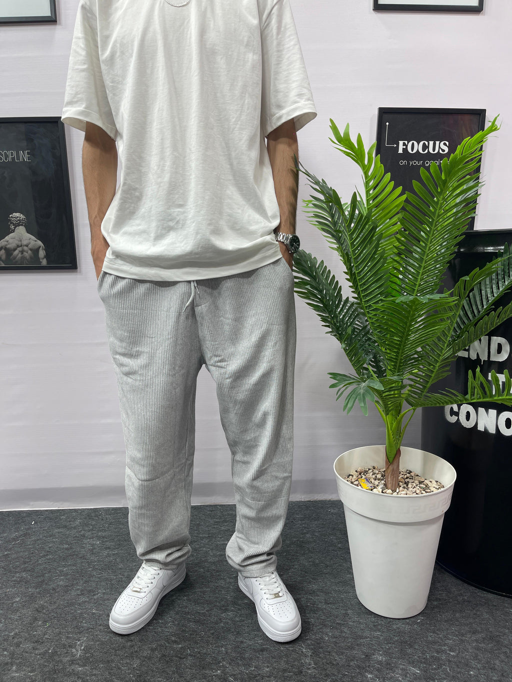 Corduroy Sweatpants Gray