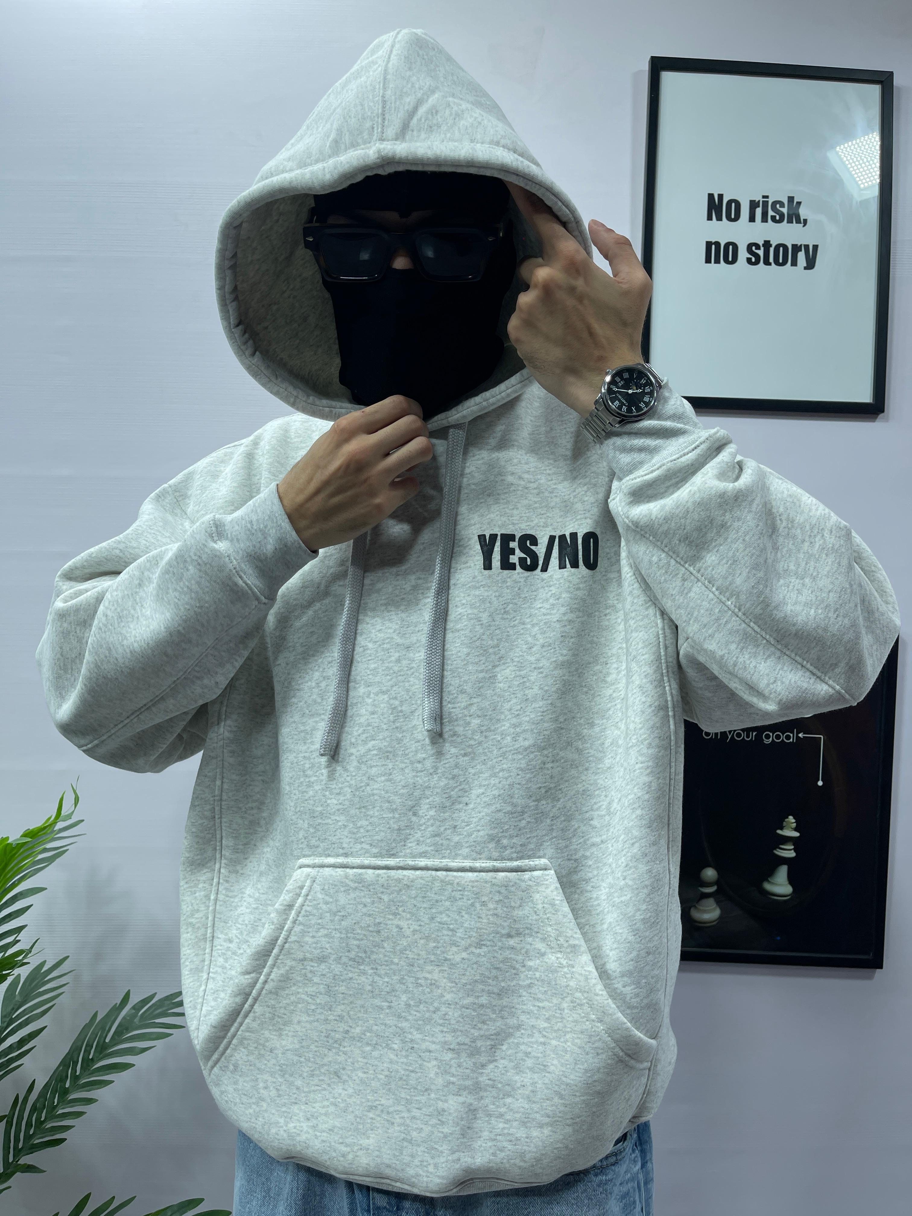 Gray Yes/No Hoodie