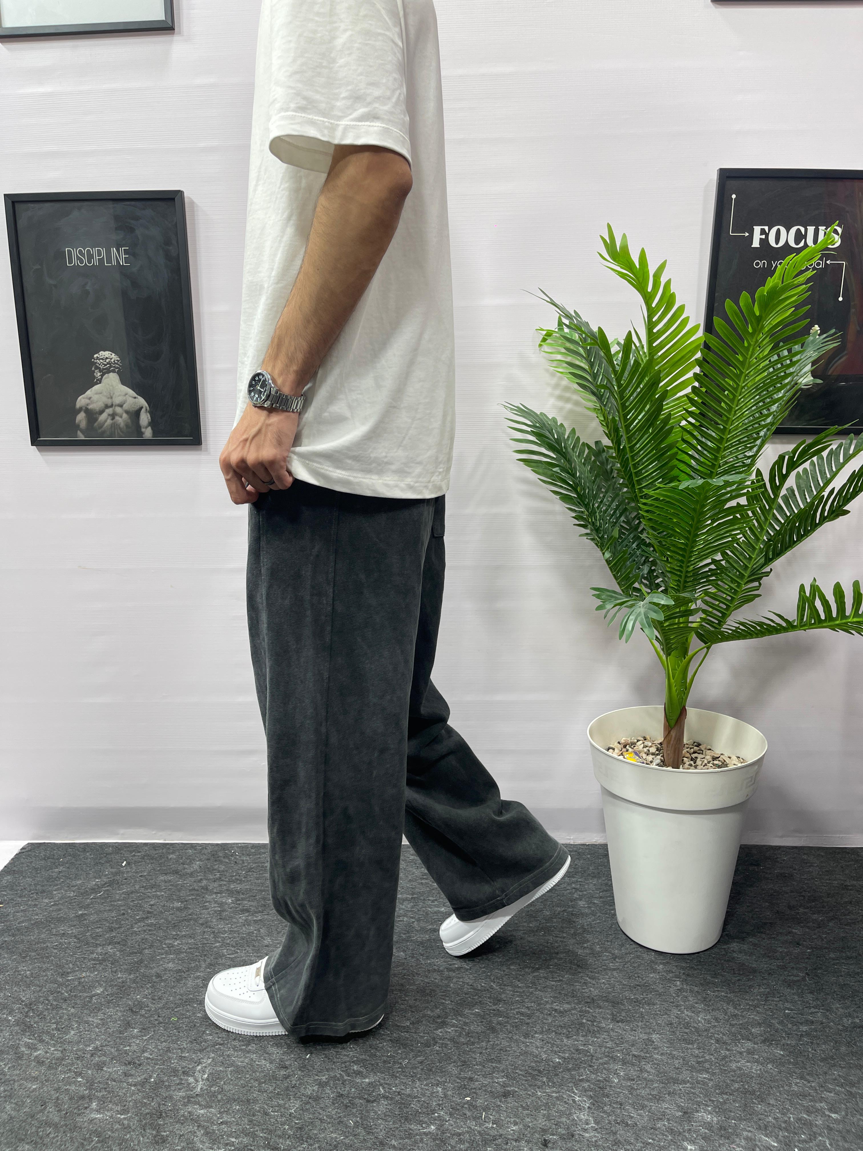 wide-leg black pants