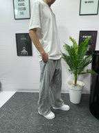 Gray wide-leg pants
