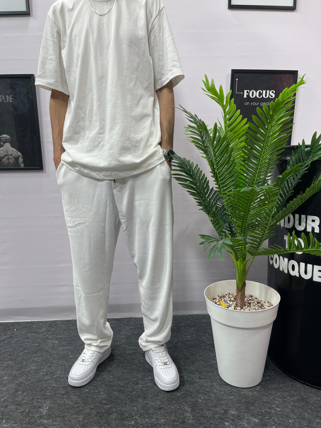 Corduroy Sweatpants White