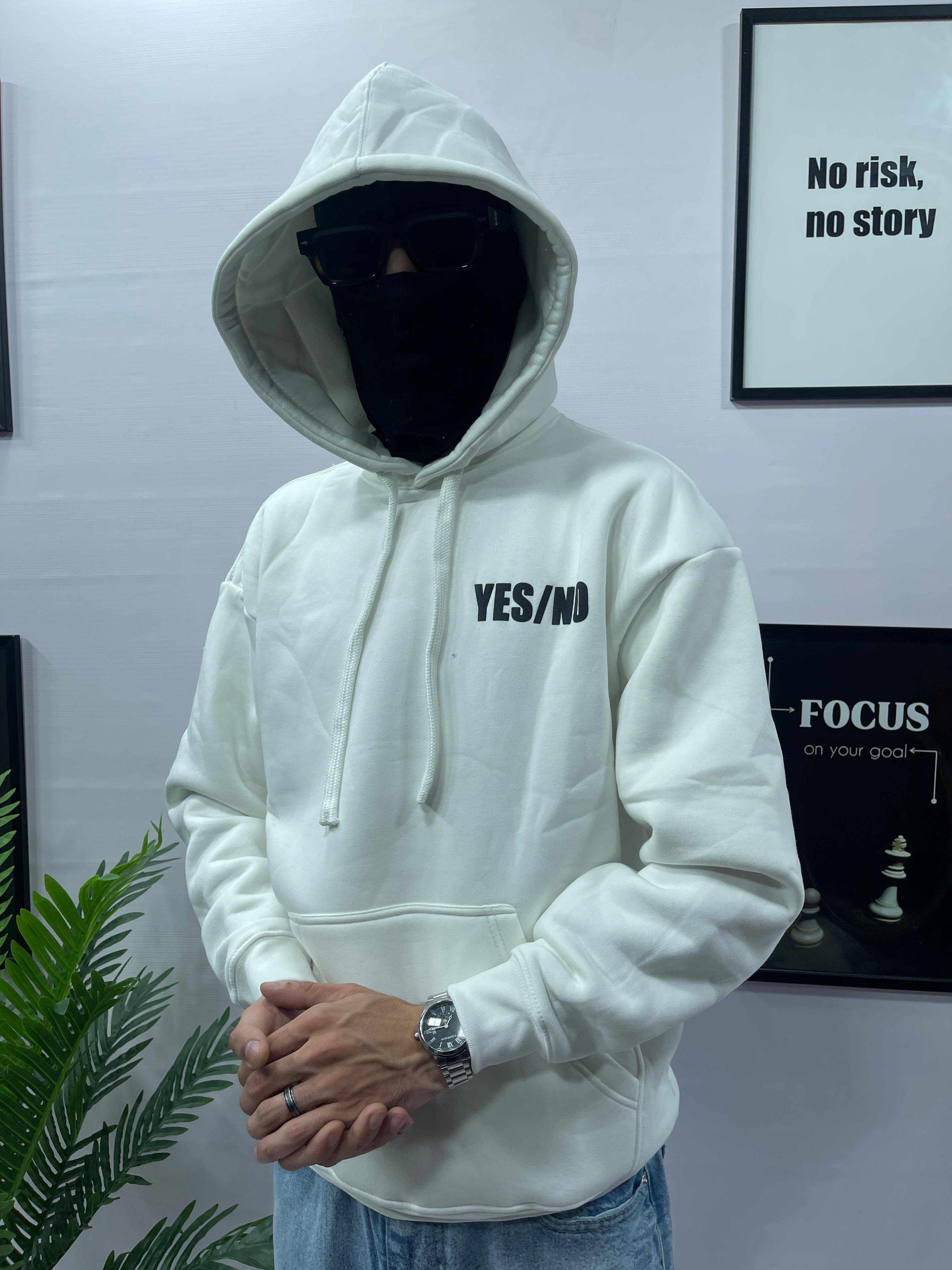 White Yes/No Hoodie