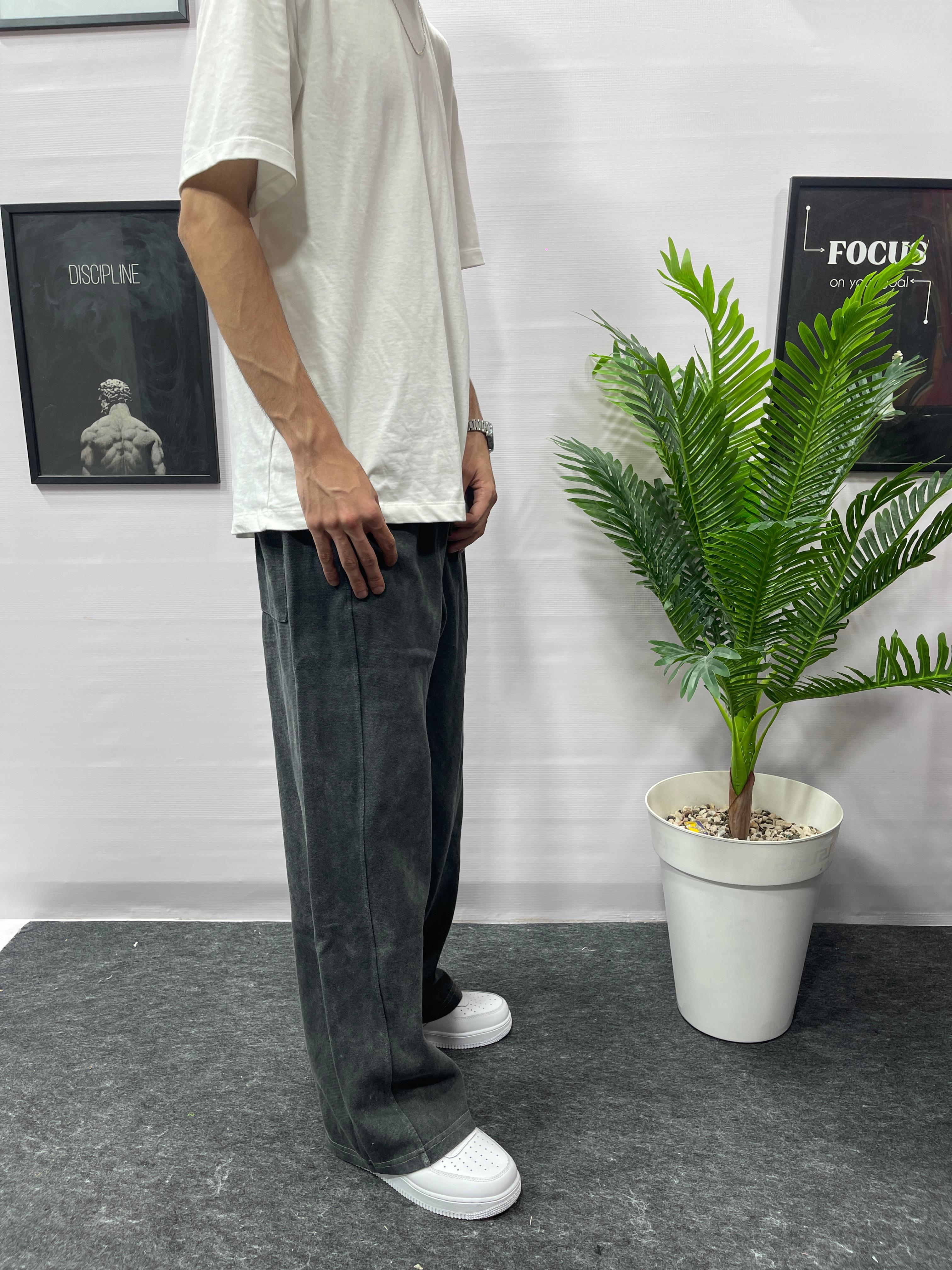 wide-leg black pants