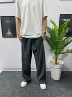 wide-leg black pants