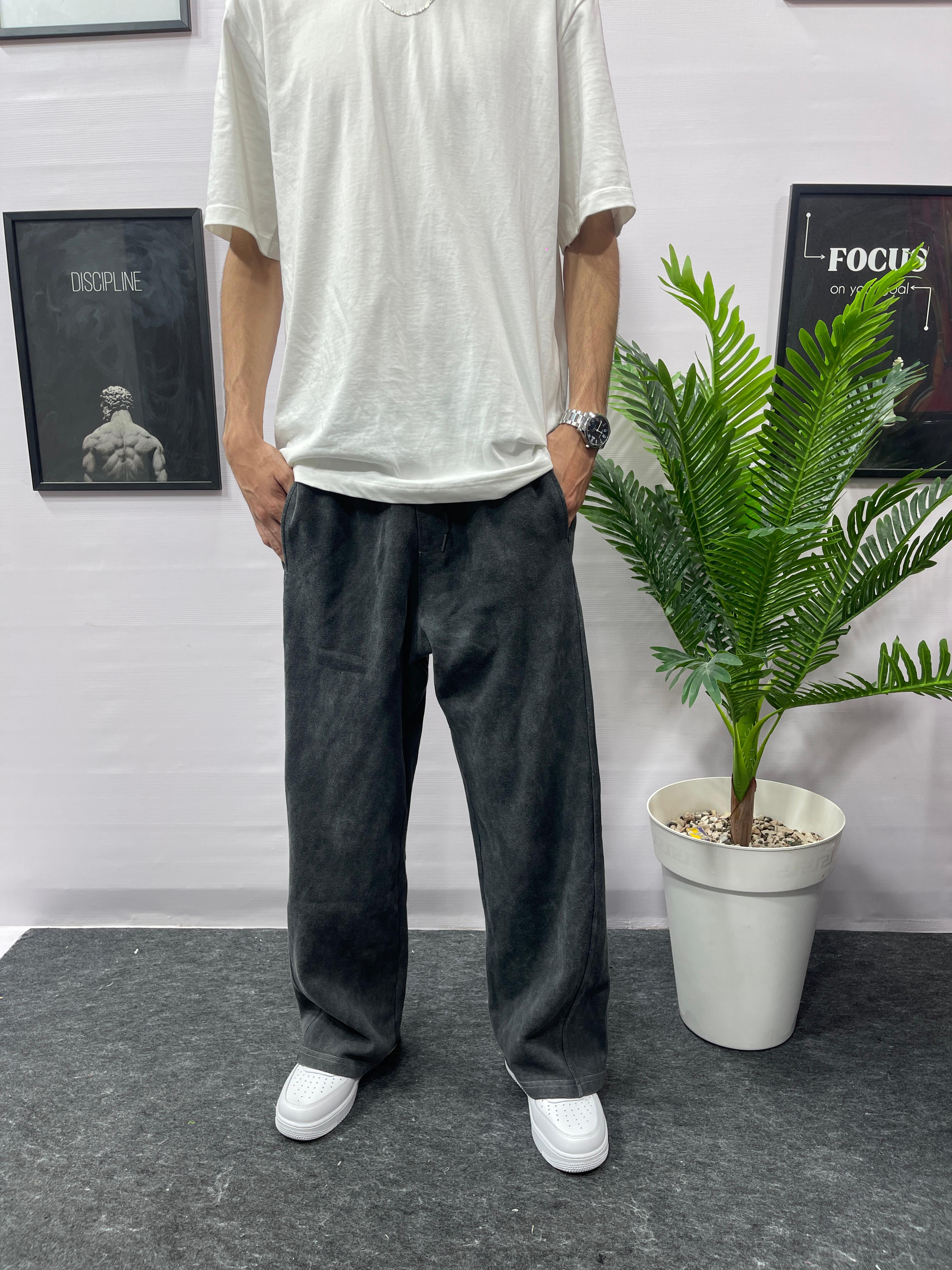 wide-leg black pants